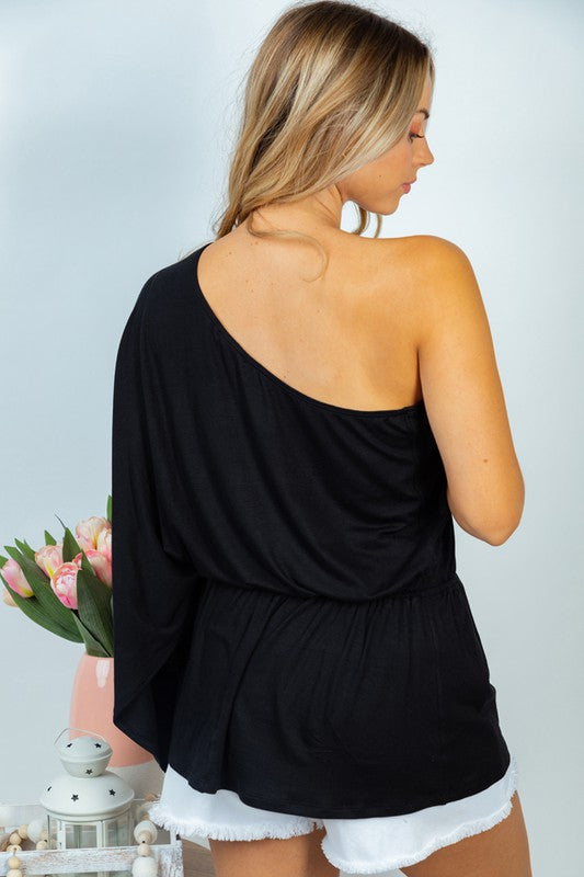 Can't Ask For More Black One Shoulder Top