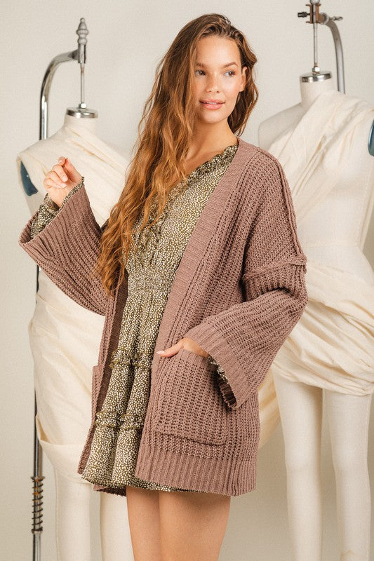 Soft solid chunky sweater cardigan
