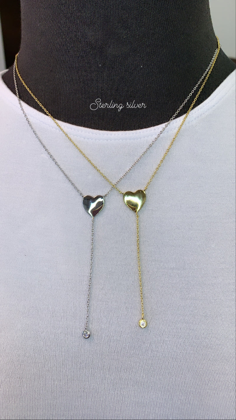 Heart  & Teardrop Necklace Sterling Silver