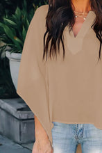 High-Low Notched Half Sleeve Blouse