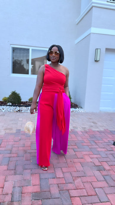 One Shoulder Top Red